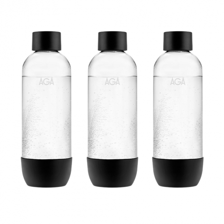 3-pack AGA AQVIA PET-flaska, 1L, Svart ryhmässä KOTI, TALOUS JA PUUTARHA / Kodinkoneet / Vesi ja mehu / Hiilihapotuslaitteet / Tarvikkeet @ TP E-commerce Nordic AB (A22959PKT)
