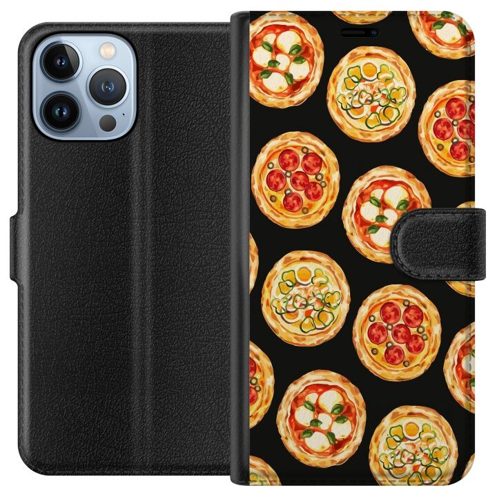 Lompakkokotelo Apple iPhone 13 Pro Max-laitteelle, jossa on Pizza kuvio ryhmässä ÄLYPUHELIMET JA TABLETIT / Puhelimen suojakotelo / Apple / iPhone 13 Pro Max / Kotelo @ TP E-commerce Nordic AB (A50553)