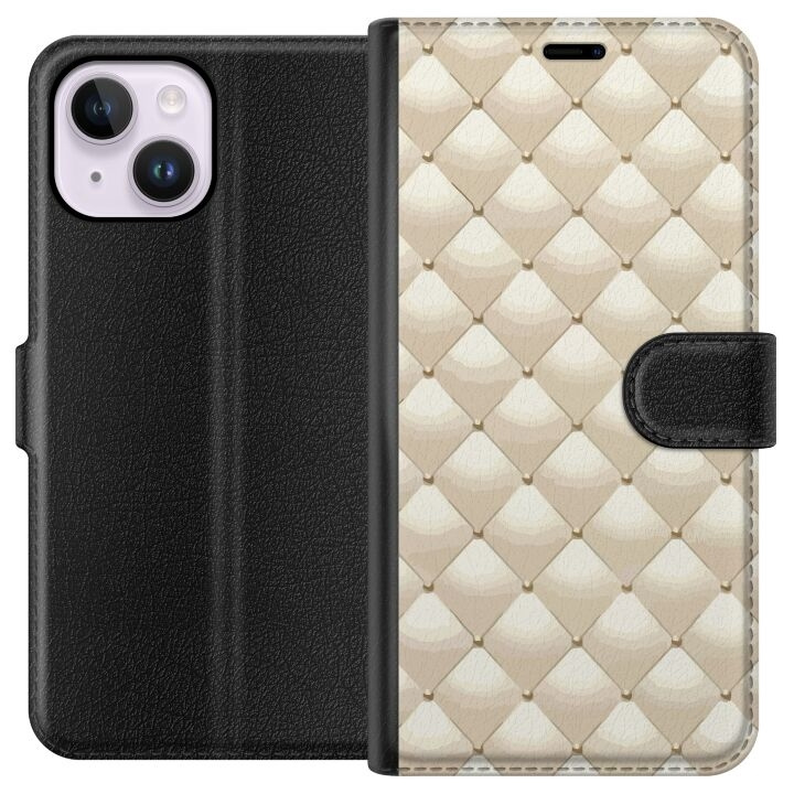Lompakkokotelo Apple iPhone 15 Plus-laitteelle, jossa on Kultakiilto kuvio ryhmässä ÄLYPUHELIMET JA TABLETIT / Puhelimen suojakotelo / Apple / iPhone 15 @ TP E-commerce Nordic AB (A50944)