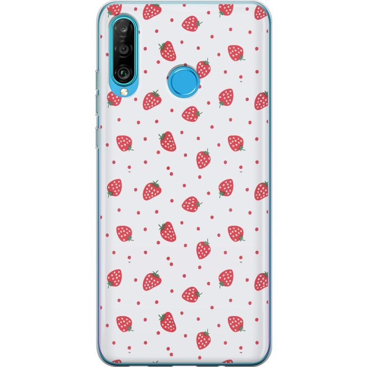 Kännykkäkuori Huawei P30 lite-laitteelle, jossa on Mansikat kuvio ryhmässä ÄLYPUHELIMET JA TABLETIT / Puhelimen suojakotelo / Huawei/Honori @ TP E-commerce Nordic AB (A53257)