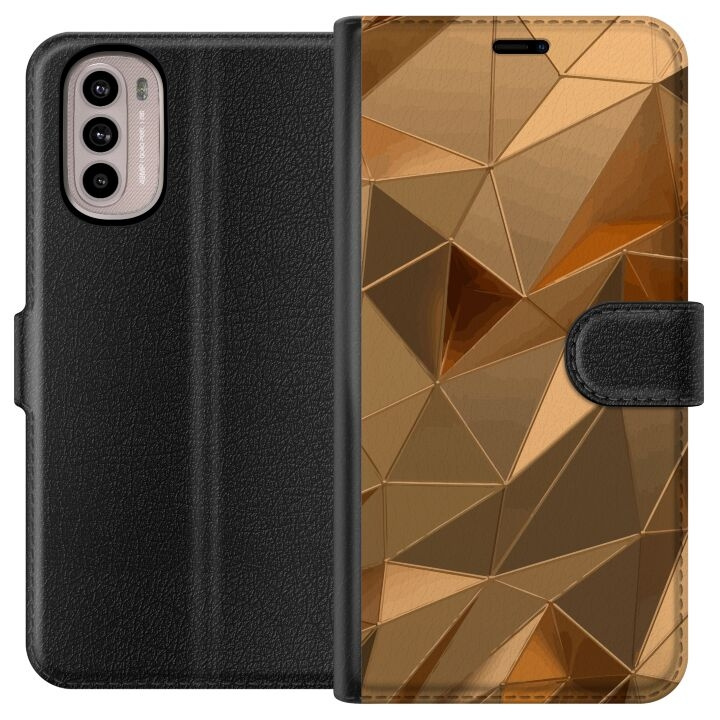 Lompakkokotelo Motorola Moto G41-laitteelle, jossa on 3D Kulta kuvio ryhmässä ÄLYPUHELIMET JA TABLETIT / Puhelimen suojakotelo / Motorola @ TP E-commerce Nordic AB (A54986)