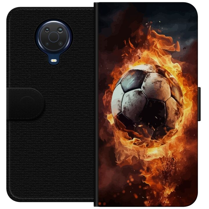 Lompakkokotelo Nokia G20-laitteelle, jossa on Jalkapallo kuvio ryhmässä ÄLYPUHELIMET JA TABLETIT / Puhelimen suojakotelo / Nokia/Microsoft @ TP E-commerce Nordic AB (A55955)