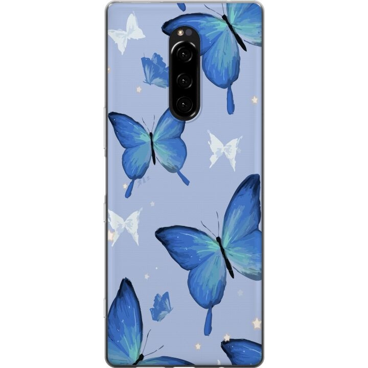 Kännykkäkuori Sony Xperia 1-laitteelle, jossa on Sinisiä perhosia kuvio ryhmässä ÄLYPUHELIMET JA TABLETIT / Puhelimen suojakotelo / Sony @ TP E-commerce Nordic AB (A60810)