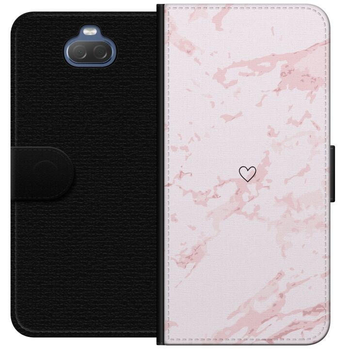 Lompakkokotelo Sony Xperia 10-laitteelle, jossa on Roosa Sydän kuvio ryhmässä ÄLYPUHELIMET JA TABLETIT / Puhelimen suojakotelo / Sony @ TP E-commerce Nordic AB (A60844)