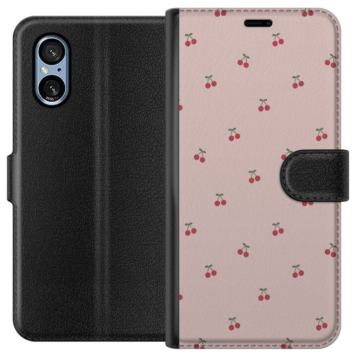 Lompakkokotelo Sony Xperia 5 V-laitteelle, jossa on Kirsikka kuvio ryhmässä ÄLYPUHELIMET JA TABLETIT / Puhelimen suojakotelo / Sony @ TP E-commerce Nordic AB (A61530)