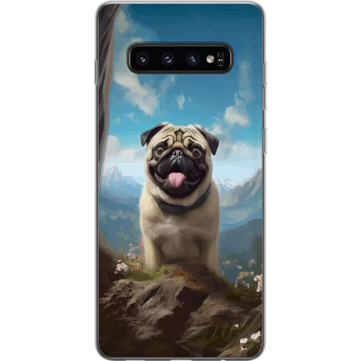 Kännykkäkuori Samsung Galaxy S10-laitteelle, jossa on Iloinen Koira kuvio ryhmässä ÄLYPUHELIMET JA TABLETIT / Puhelimen suojakotelo / Samsung @ TP E-commerce Nordic AB (A61865)