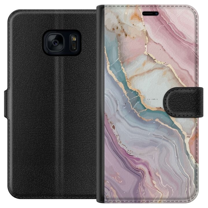 Lompakkokotelo Samsung Galaxy S7-laitteelle, jossa on Marmori kuvio ryhmässä ÄLYPUHELIMET JA TABLETIT / Puhelimen suojakotelo / Samsung @ TP E-commerce Nordic AB (A63084)