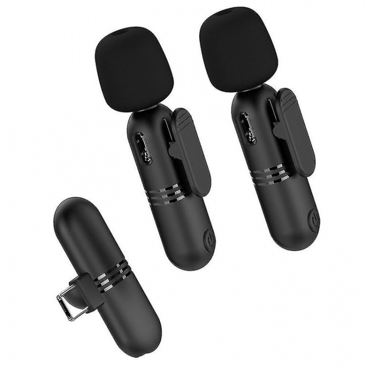 2-pack Trådlös mikrofon för vlogging eller gaming ryhmässä URHEILU, VAPAA-AIKA JA HARRASTUS / Hauskat tavarat / Älylaitteet @ TP E-commerce Nordic AB (A70037)