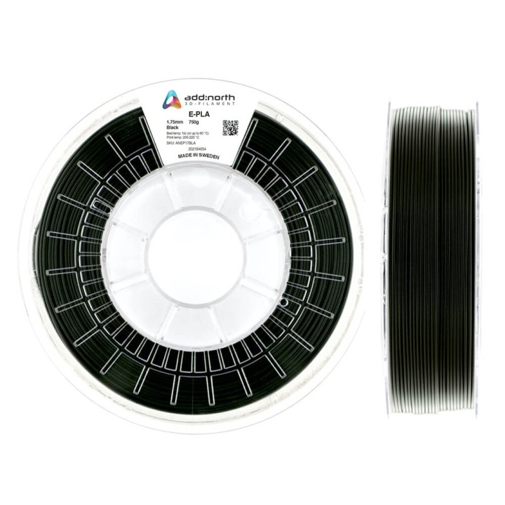 ADDNORTH E-PLA 1.75mm 750g Black ryhmässä TIETOKOONET & TARVIKKEET / Tulostimet & Tarvikkeet / Tulostimet / 3D-tulostin & Tarvikkeet / Tillbehör @ TP E-commerce Nordic AB (C00061)