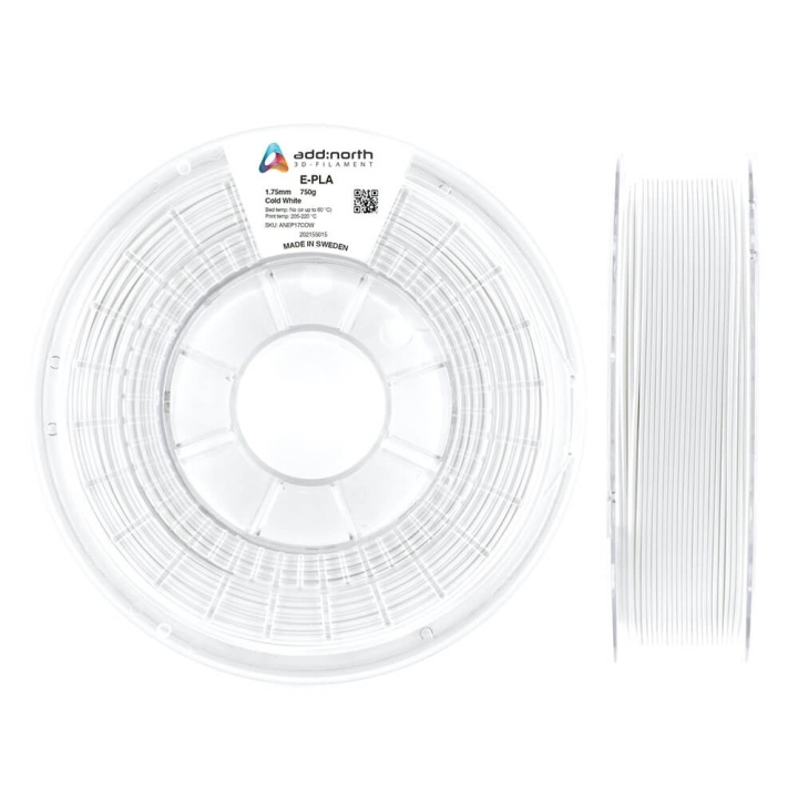 ADDNORTH E-PLA 1.75mm 750g Cold White ryhmässä TIETOKOONET & TARVIKKEET / Tulostimet & Tarvikkeet / Tulostimet / 3D-tulostin & Tarvikkeet / Tillbehör @ TP E-commerce Nordic AB (C00062)