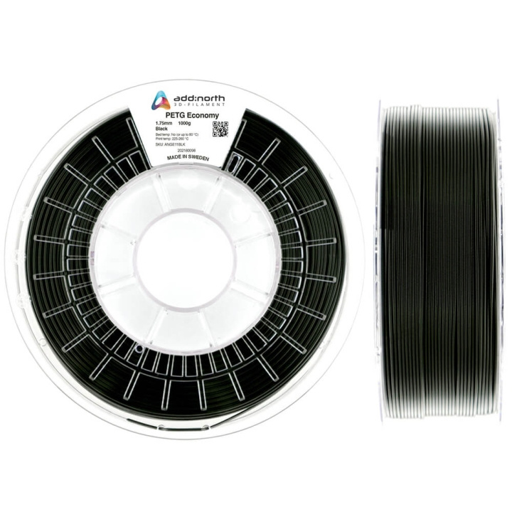 ADDNORTH PETG Economy 1.75mm 1000g Black ryhmässä TIETOKOONET & TARVIKKEET / Tulostimet & Tarvikkeet / Tulostimet / 3D-tulostin & Tarvikkeet / Tillbehör @ TP E-commerce Nordic AB (C00126)