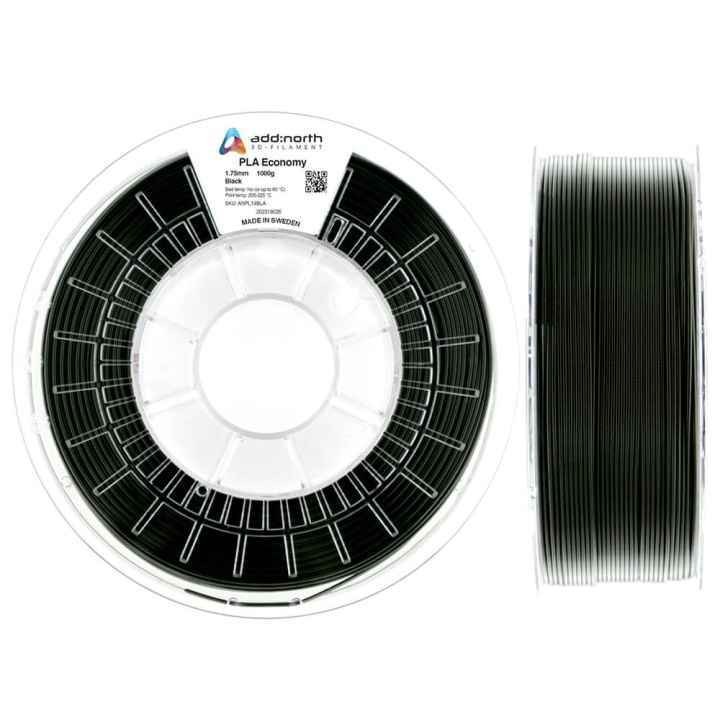 ADDNORTH PLA Economy 1.75mm 1000g Black ryhmässä TIETOKOONET & TARVIKKEET / Tulostimet & Tarvikkeet / Tulostimet / 3D-tulostin & Tarvikkeet / Tillbehör @ TP E-commerce Nordic AB (C00129)