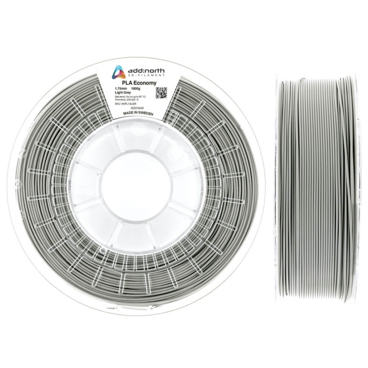 ADDNORTH PLA Economy 1.75mm 1000g Light Grey ryhmässä TIETOKOONET & TARVIKKEET / Tulostimet & Tarvikkeet / Tulostimet / 3D-tulostin & Tarvikkeet / Tillbehör @ TP E-commerce Nordic AB (C00130)