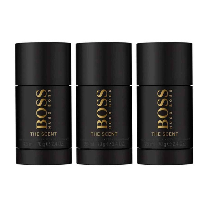 3-pack Hugo Boss The Scent Deostick 75ml ryhmässä KAUNEUS JA TERVEYS / Tuoksut & Parfyymit / Deodorantit / Miesten deodorantit @ TP E-commerce Nordic AB (C00269)