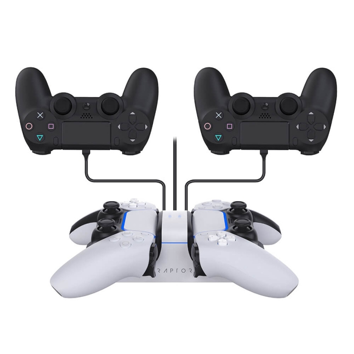 RAPTOR Latausasema Dual PS4/PS5 ryhmässä KODINELEKTRONIIKKA / Pelikonsolit & Tarvikkeet / Sony PlayStation 5 @ TP E-commerce Nordic AB (C00839)