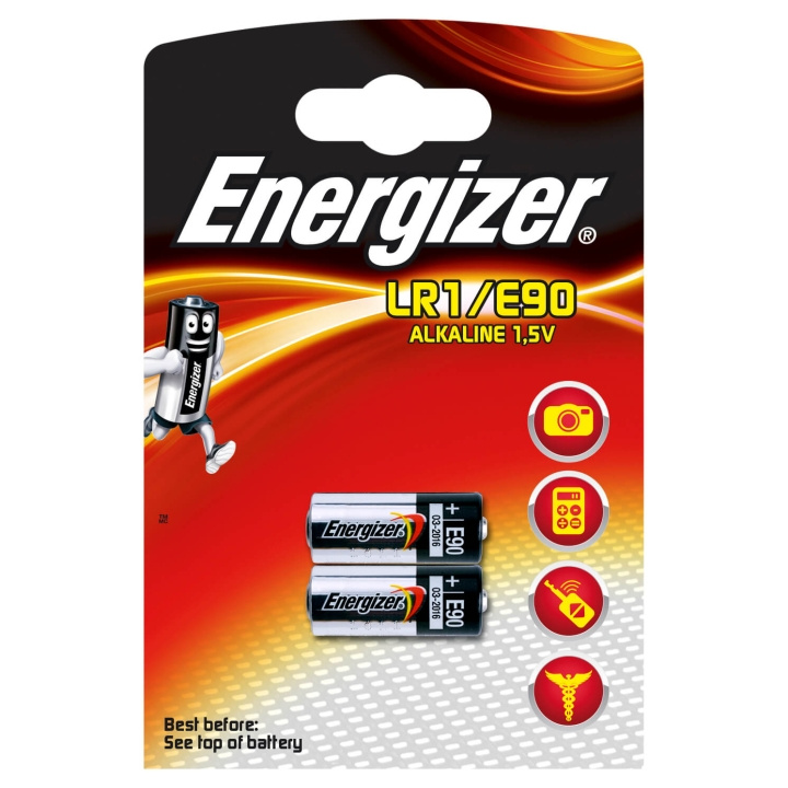 ENERGIZER Paristo LR1/E90 Alkaline 2-pack ryhmässä KODINELEKTRONIIKKA / Paristot & Laturit / Akut / Muut @ TP E-commerce Nordic AB (C01582)