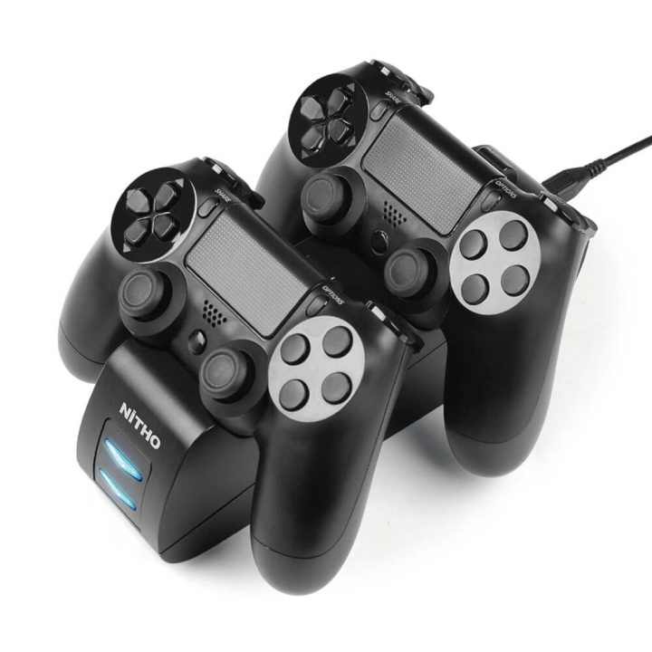 NITHO Charger for Controller PS4 Dual with Safe Plugs ryhmässä KODINELEKTRONIIKKA / Pelikonsolit & Tarvikkeet / Sony PlayStation 4 / Tarvikkeet @ TP E-commerce Nordic AB (C01640)