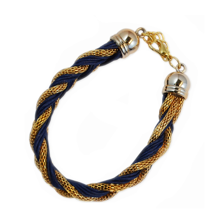 Armband Braided Gold Blue ryhmässä URHEILU, VAPAA-AIKA JA HARRASTUS / Tarvikkeet / Muut tarvikkeet @ TP E-commerce Nordic AB (C01920)