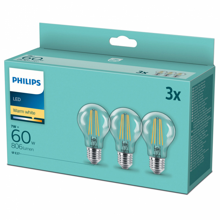 3-pack LED E27 Normal Klar 60W ryhmässä KODINELEKTRONIIKKA / Valaistus / LED-lamput @ TP E-commerce Nordic AB (C02847)