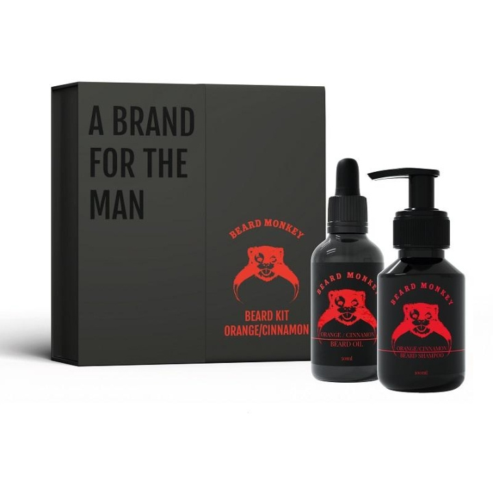 Giftset Beard Monkey Beard Kit Orange/Cinnamon 2021 ryhmässä KAUNEUS JA TERVEYS / Hiukset &Stailaus / Parran hoito / Partaöljy @ TP E-commerce Nordic AB (C03037)