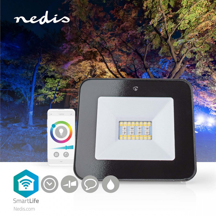 Nedis Smartlife Outdoor Light | 1600 lm | Wi-Fi | 20 W | Lämpimästä kylmään valkoiseen / RGB | 2700 - 6500 K | Alumiini | Android™ / IOS ryhmässä KOTI, TALOUS JA PUUTARHA / Älykodit / Älykäs valaistus @ TP E-commerce Nordic AB (C03295)