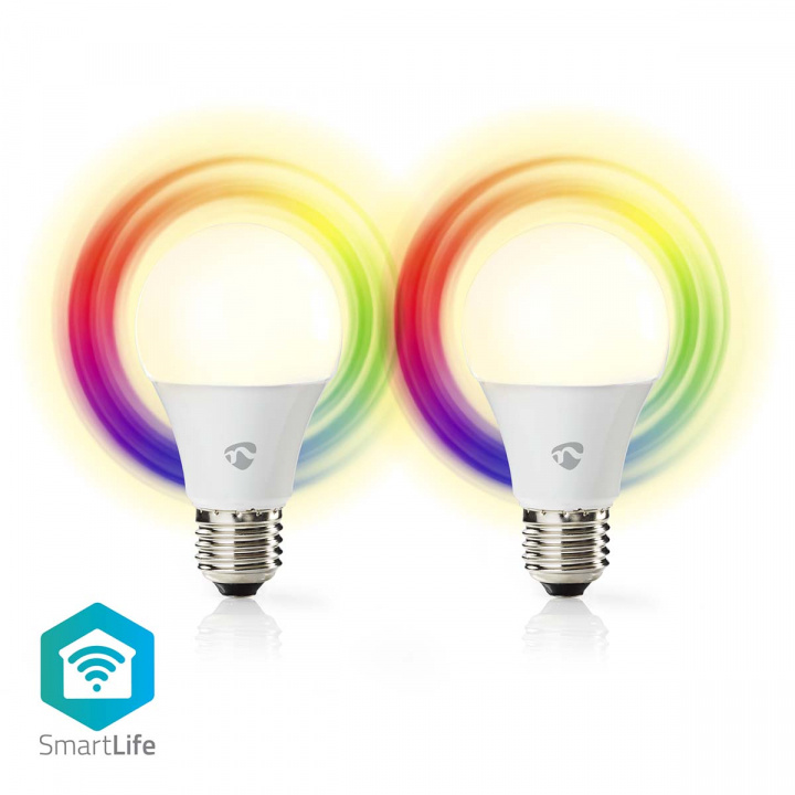 Nedis SmartLife RGB Lamppu | Wi-Fi | E27 | 806 lm | 9 W | Lämpimästä kylmään valkoiseen / RGB | 2700 - 6500 K | Android™ / IOS | polttimo | 2 kpl ryhmässä KOTI, TALOUS JA PUUTARHA / Älykodit / Älykäs valaistus @ TP E-commerce Nordic AB (C03307)