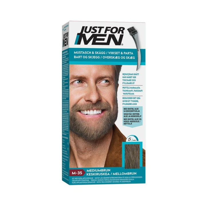 Just For Men Moustache & Beard - Medium Brown M35 ryhmässä KAUNEUS JA TERVEYS / Hiukset &Stailaus / Parran hoito / Partavärjäys @ TP E-commerce Nordic AB (C03658)
