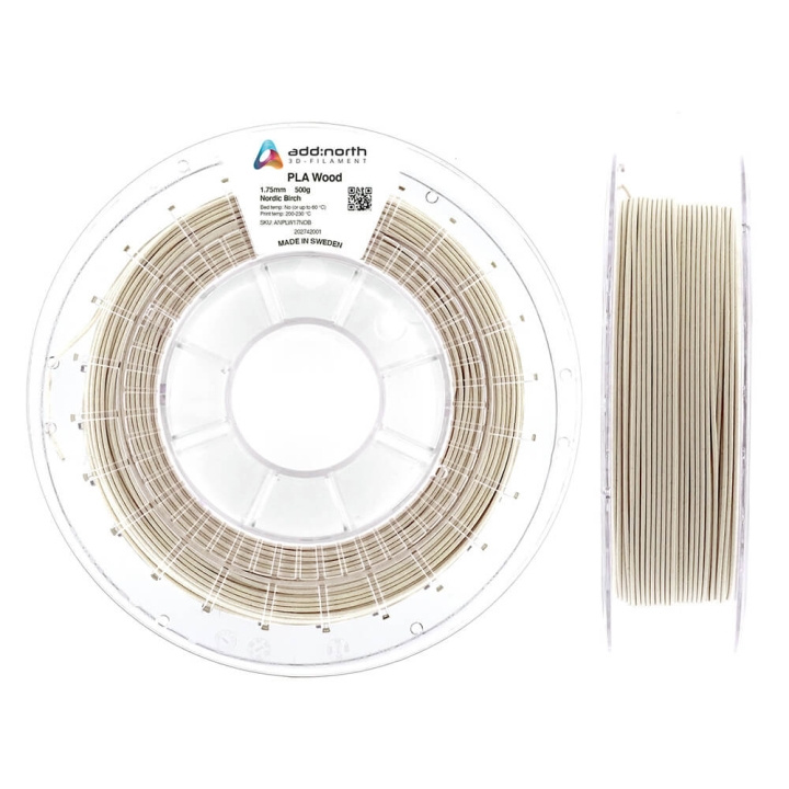 ADDNORTH PLA Wood 1.75mm 500g Nordic Birch ryhmässä TIETOKOONET & TARVIKKEET / Tulostimet & Tarvikkeet / Tulostimet / 3D-tulostin & Tarvikkeet / Tillbehör @ TP E-commerce Nordic AB (C03752)