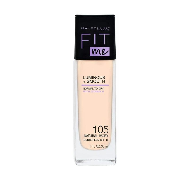 Maybelline Fit Me Luminous + Smooth Foundation - 105 Natural Ivory ryhmässä KAUNEUS JA TERVEYS / Meikit / Meikit Kasvot / Meikkivoide @ TP E-commerce Nordic AB (C03794)