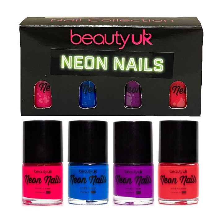 Beauty UK Neon Nail Polish Set 2 4x9ml ryhmässä KAUNEUS JA TERVEYS / Manikyyri/Pedikyyri / Kynsilakka @ TP E-commerce Nordic AB (C04140)