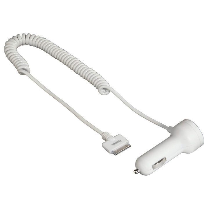 Hama iPhone3/4 Laddare 12V vit 30pin MFI ryhmässä ÄLYPUHELIMET JA TABLETIT / Laturit & Kaapelit / Autolaturi / 30-pin Autolaturi @ TP E-commerce Nordic AB (C04187)