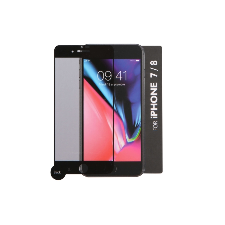 Gear Glass Prot. Curved Black Frame 3D PLATINUM iPhone 6/7/8/SE ryhmässä ÄLYPUHELIMET JA TABLETIT / Puhelimen suojakotelo / Apple / iPhone 8 / Näytönsuoja @ TP E-commerce Nordic AB (C04222)