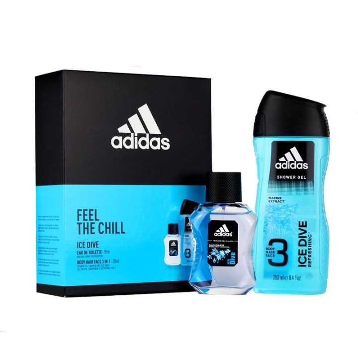 Giftset Adidas Ice Dive Edt 50ml + Shower Gel 250ml ryhmässä KAUNEUS JA TERVEYS / Tuoksut & Parfyymit / Parfyymit / Miesten Tuoksut @ TP E-commerce Nordic AB (C04277)