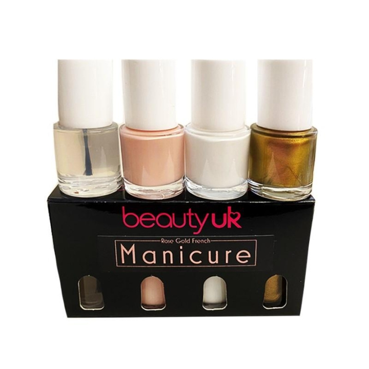 Beauty UK Rose Gold French Manicure Set 4x9ml ryhmässä KAUNEUS JA TERVEYS / Manikyyri/Pedikyyri / Kynsilakka @ TP E-commerce Nordic AB (C04549)