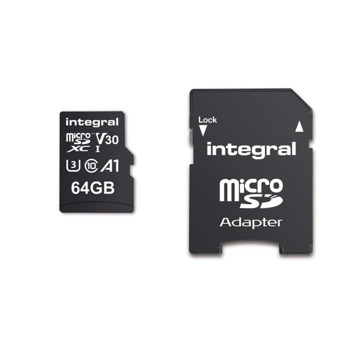 INTEGRAL 64 GB nopea microSDHC/XC V30 UHS-I U3 -muistikortti ryhmässä KODINELEKTRONIIKKA / Tallennusvälineet / Muistikortit / MicroSD/HC/XC @ TP E-commerce Nordic AB (C04785)