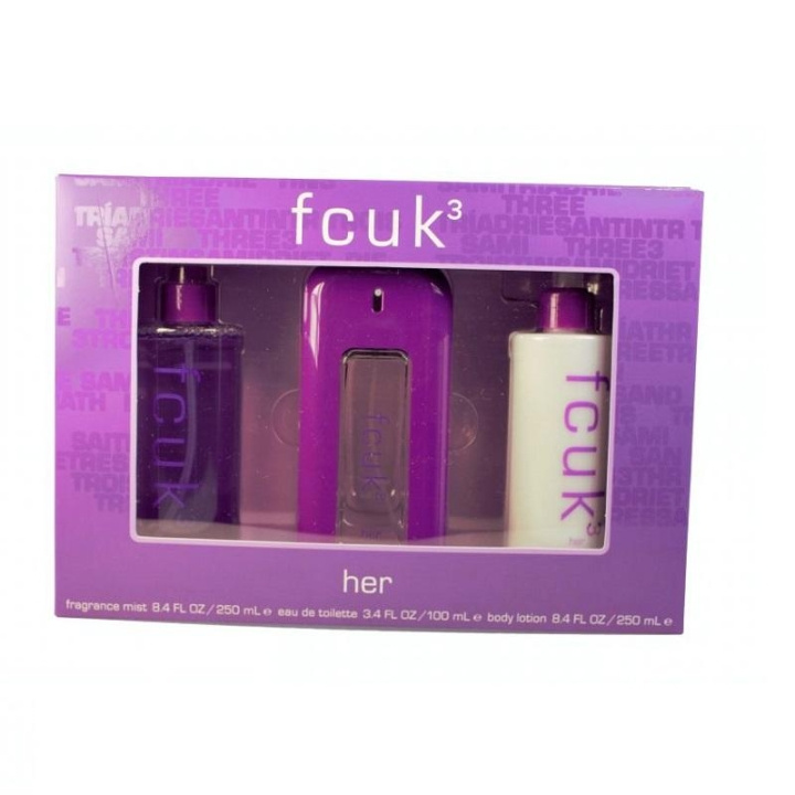 FCUK 3 Her Edt 100ml + Fragrance Mist 250ml + Body Lotion 250ml ryhmässä KAUNEUS JA TERVEYS / Lahjapakkaukset / Naisten lahjapakkaukset @ TP E-commerce Nordic AB (C04910)