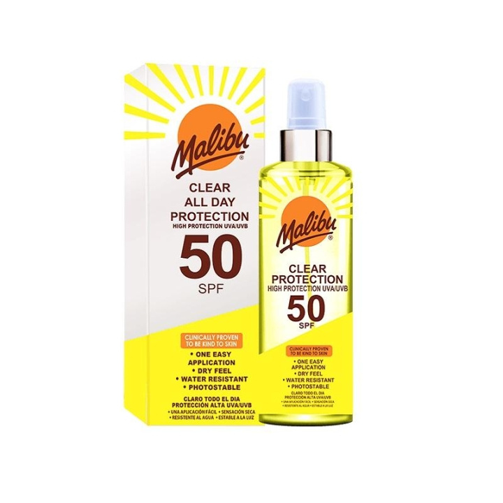 Malibu Clear Protection Spray SPF50 250ml ryhmässä KAUNEUS JA TERVEYS / Ihonhoito / Rusketus / Aurinkosuoja @ TP E-commerce Nordic AB (C05174)