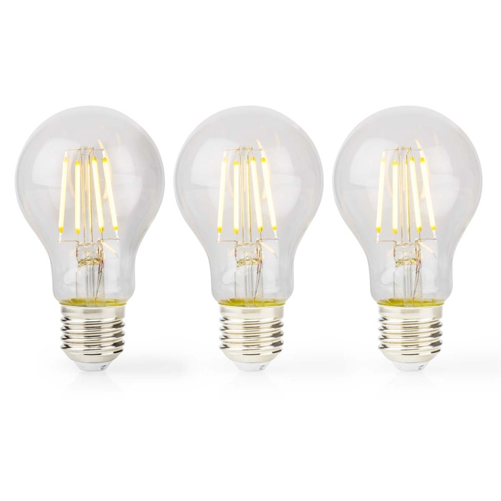 Nedis LED Filamenttilamppu E27 | A60 | 7 W | 806 lm | 2700 K | Himmennettävä | Lämmin Valkoinen | Retrotyylinen | 3 kpl ryhmässä KODINELEKTRONIIKKA / Valaistus / LED-lamput @ TP E-commerce Nordic AB (C06298)