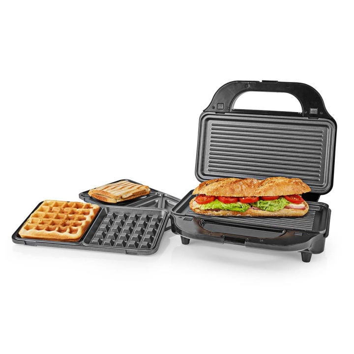 Nedis Multi grilli | Grilli / Sandwich / Waffle | 900 W | 28 x 15 cm | Automaattisella lämpötilan ohjauksella | Muovi / Ruostumaton Teräs ryhmässä KOTI, TALOUS JA PUUTARHA / Kodinkoneet / Leivänpaahtimet & Leipägrillit / Leivänpaahtimet @ TP E-commerce Nordic AB (C06457)