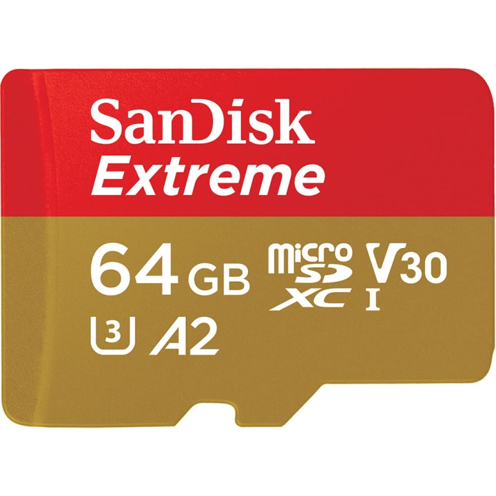 SANDISK MicroSDXC Extreme 64GB 170MB/s A2 C10 V30 UHS-I U3 ryhmässä KODINELEKTRONIIKKA / Tallennusvälineet / Muistikortit / MicroSD/HC/XC @ TP E-commerce Nordic AB (C06648)
