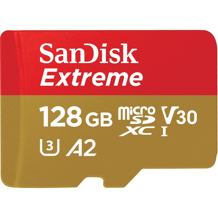 SANDISK MicroSDXC Extreme 128GB 190MB/s A2 C10 V30 UHS-I U3 ryhmässä KODINELEKTRONIIKKA / Tallennusvälineet / Muistikortit / MicroSD/HC/XC @ TP E-commerce Nordic AB (C06649)