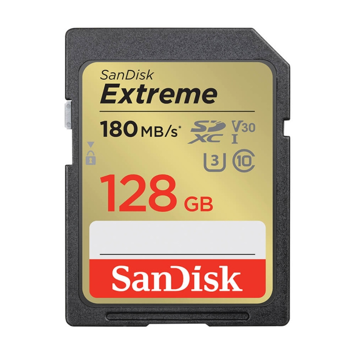 SANDISK SDXC Extreme 128GB 180MB/s UHS-I C10 V30 U3 ryhmässä KODINELEKTRONIIKKA / Tallennusvälineet / Muistikortit / SD/SDHC/SDXC @ TP E-commerce Nordic AB (C06651)