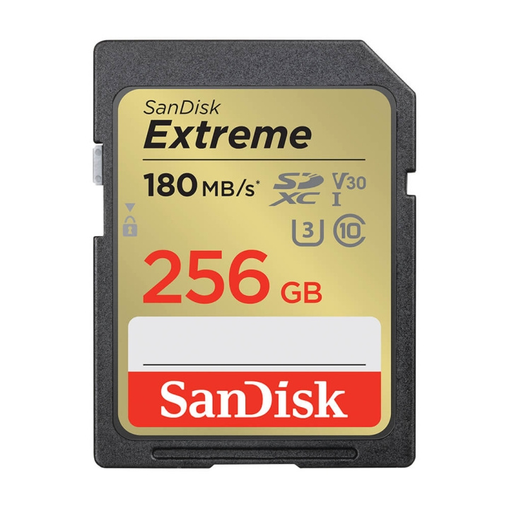 SANDISK SDXC Extreme 256GB 180MB/s UHS-I C10 V30 U3 ryhmässä KODINELEKTRONIIKKA / Tallennusvälineet / Muistikortit / SD/SDHC/SDXC @ TP E-commerce Nordic AB (C06652)