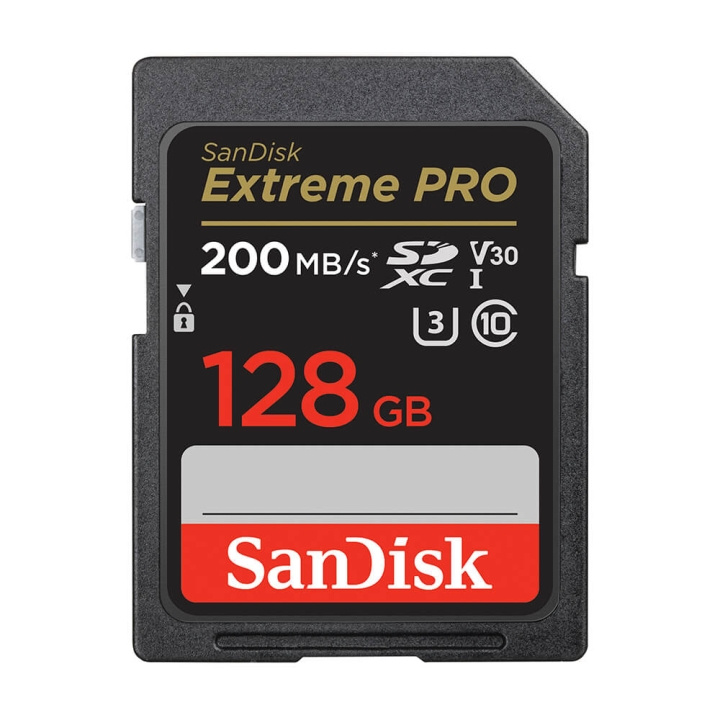 SANDISK SDXC Extreme Pro 128GB 200MB/s UHS-I C10 V30 U3 ryhmässä KODINELEKTRONIIKKA / Tallennusvälineet / Muistikortit / SD/SDHC/SDXC @ TP E-commerce Nordic AB (C06655)