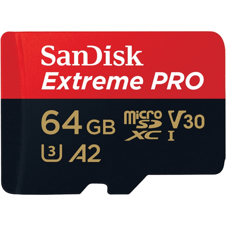 SANDISK MicroSDXC Extreme Pro 64GB 200MB/s A2 C10 V30 UHS-I ryhmässä KODINELEKTRONIIKKA / Tallennusvälineet / Muistikortit / MicroSD/HC/XC @ TP E-commerce Nordic AB (C06664)