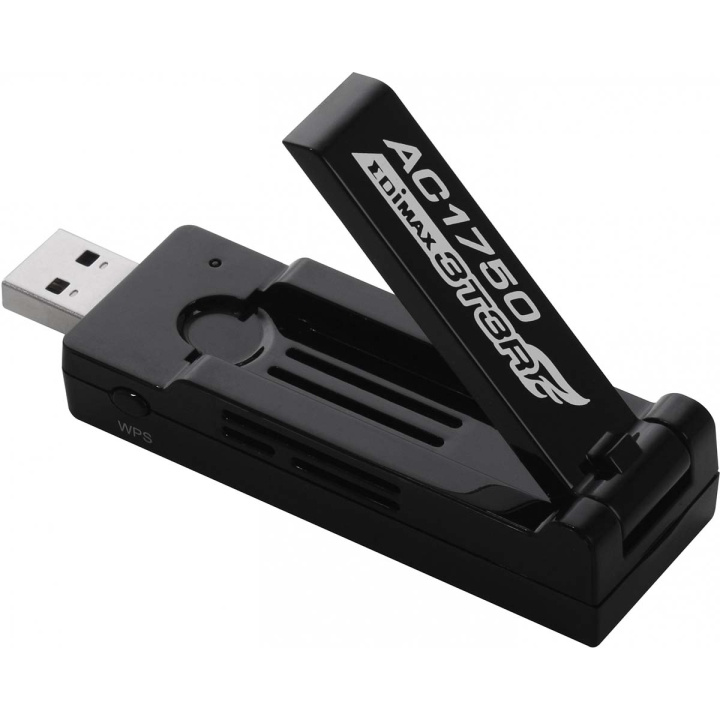 Edimax Kaksitaajuuksinen AC1750 Wi-Fi USB 3.0 -sovitin 180 astetta säädettävällä antennilla, musta ryhmässä TIETOKOONET & TARVIKKEET / Verkko / Verkkokortti / Langaton USB @ TP E-commerce Nordic AB (C06812)