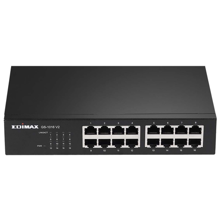 Edimax 16-porttinen Gigabit Switch musta ryhmässä TIETOKOONET & TARVIKKEET / Verkko / Kytkimet / 10/100/1000Mbps @ TP E-commerce Nordic AB (C06830)