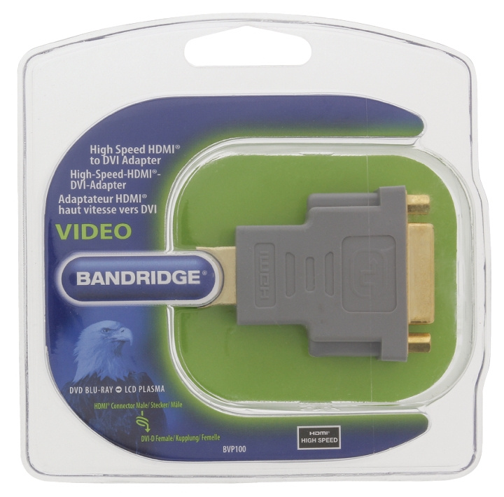 Bandridge High Speed HDMI Sovitin HDMI-Liitin - DVI-D 24 + 1-Pin Naaras Harmaa ryhmässä KODINELEKTRONIIKKA / Kaapelit & Sovittimet / HDMI / Sovittimet @ TP E-commerce Nordic AB (C06850)