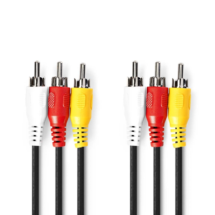 Nedis Komposiittivideokaapeli | 3x RCA uros | 3x RCA uros | Niklattu | 480p | 5.00 m | Pyöreä | PVC | Musta | Kirjekuori ryhmässä KODINELEKTRONIIKKA / Kaapelit & Sovittimet / RCA / Kaapelit @ TP E-commerce Nordic AB (C07399)