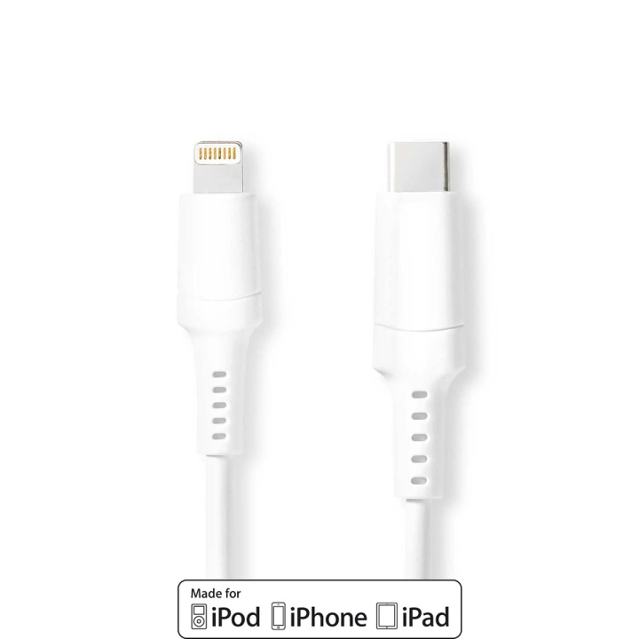 Nedis Lightning Kaapeli | USB 2.0 | Apple Lightning 8-Pin | USB-C™ Uros | 480 Mbps | Niklattu | 2.00 m | Pyöreä | PVC | Valkoinen | Laatikko ryhmässä ÄLYPUHELIMET JA TABLETIT / Laturit & Kaapelit / Kaapelit / Lightning kaapelit @ TP E-commerce Nordic AB (C07748)